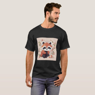Red Panda And Cherry Blossom Illustration Sweet Wa T-Shirt