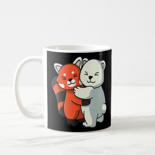 Red Panda And Polar Bear Cute Zoo Animals Hugging  Coffee Mug