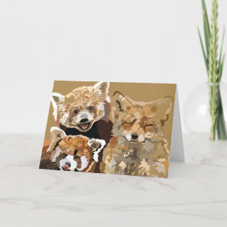 Red Panda and Red Fox, friends forever Card