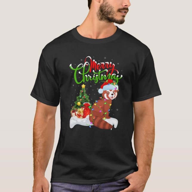 Red Panda Animal Lover Xmas Lighting Red Panda Chr T-Shirt (Front)