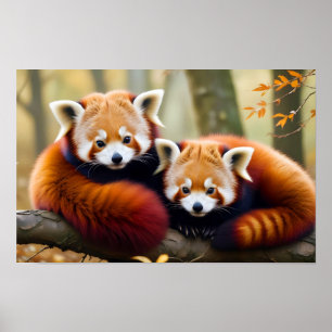 Red Panda Animal Nature Wildlife Affection Caring Poster