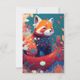 Red Panda Animal Portrait Painting Wildlife Forest Thank You Card