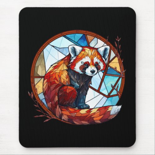 Red Panda Animal Portrait Stained Glass Wildlife  Mouse Pad