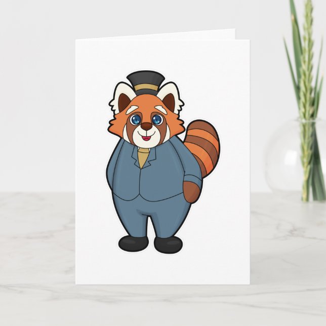 Red Panda as Groom with Hat Card (Front)