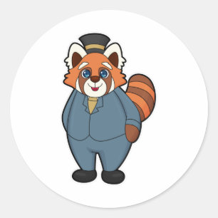 Red Panda as Groom with Hat Classic Round Sticker
