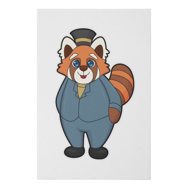 Red Panda as Groom with Hat Faux Canvas Print (Front)