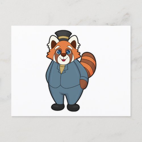 Red Panda as Groom with Hat Postcard