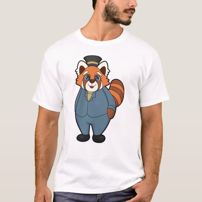 Red Panda as Groom with Hat T-Shirt (Front)