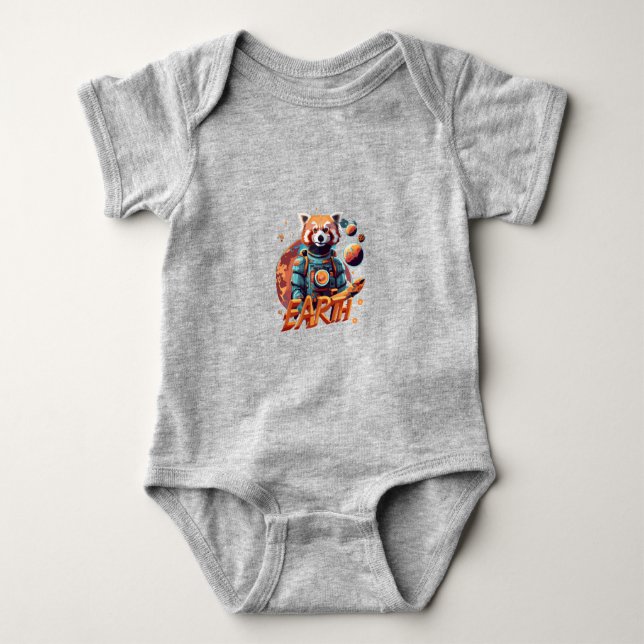 Red panda astronaut baby bodysuit (Front)