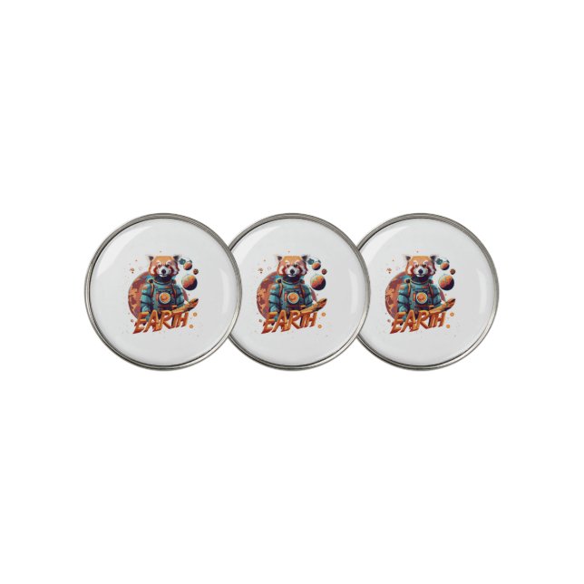 Red panda astronaut golf ball marker (3 Up)