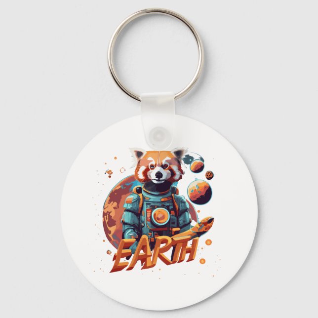 Red panda astronaut keychain (Front)