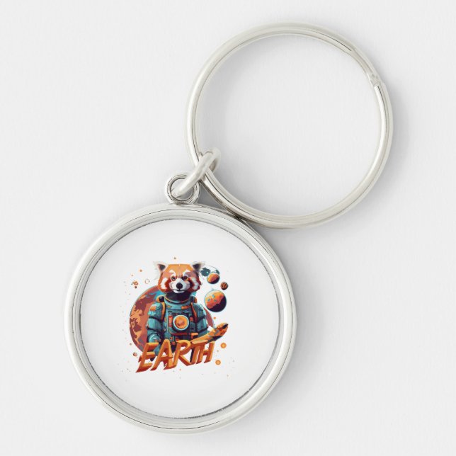 Red panda astronaut keychain (Front)