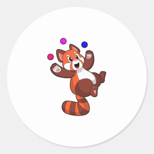 Red panda at Juggle CircusPNG Classic Round Sticker
