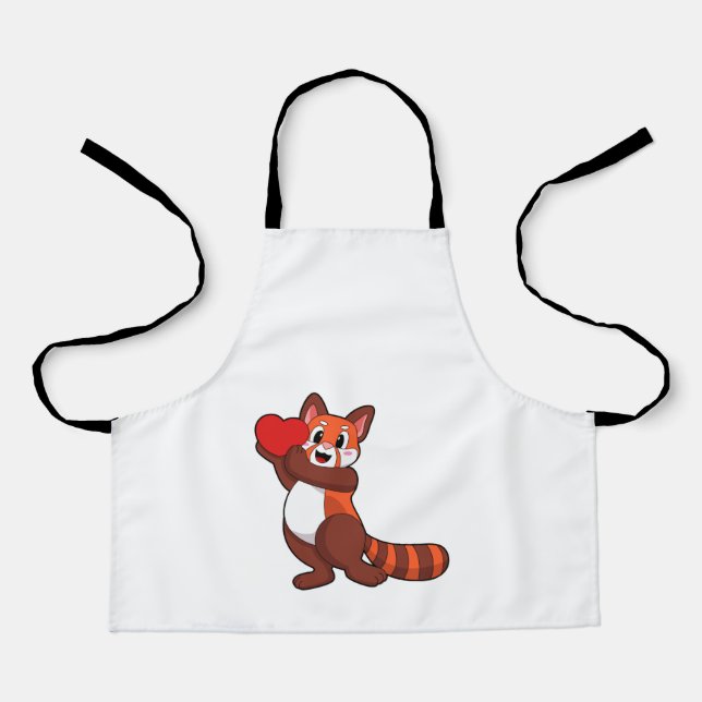 Red panda at Love with Heart.PNG Apron (Front)