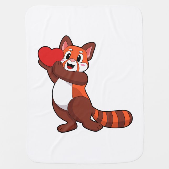 Red panda at Love with Heart.PNG Baby Blanket (Front)