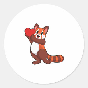 Red panda at Love with Heart.PNG Classic Round Sticker