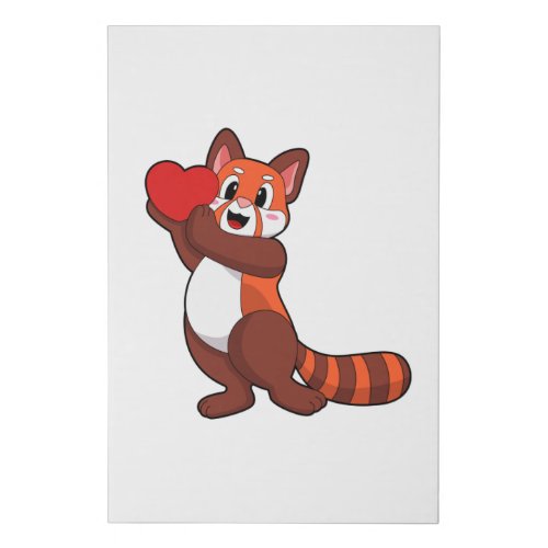 Red panda at Love with HeartPNG Faux Canvas Print