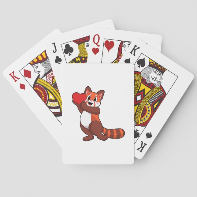 Red panda at Love with Heart.PNG Poker Cards (Back)