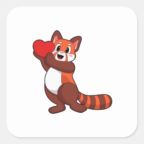 Red panda at Love with HeartPNG Square Sticker