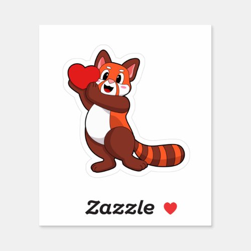 Red panda at Love with HeartPNG Sticker