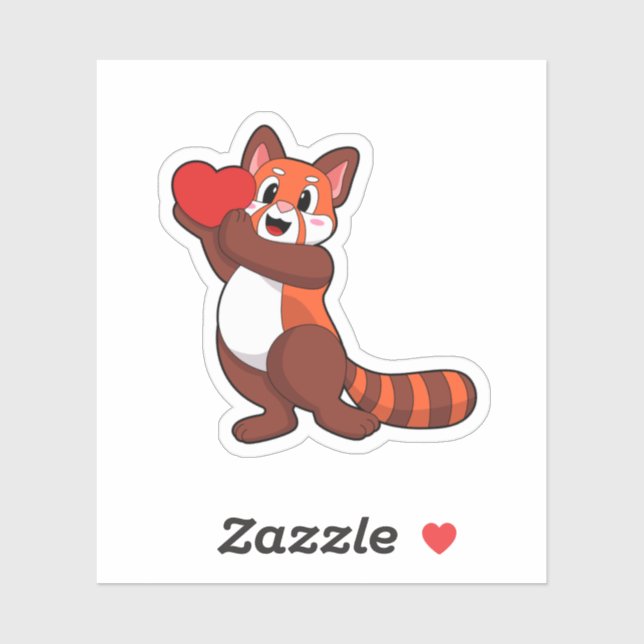Red panda at Love with Heart.PNG Sticker (Sheet)