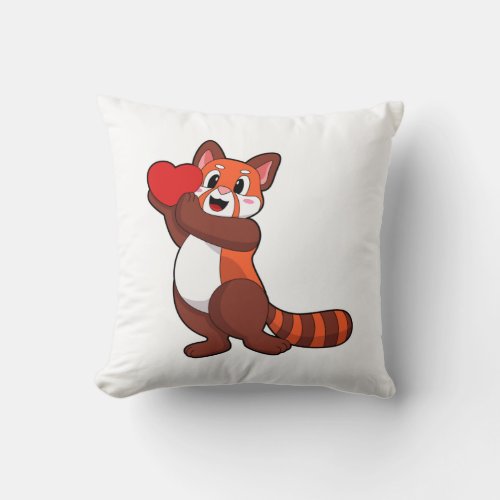 Red panda at Love with HeartPNG Throw Pillow