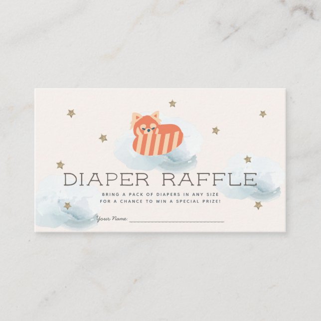 Red Panda Baby Shower Diaper Raffle Ticket Enclosure Card (Front)