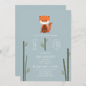 Red Panda Bamboo Blue Boy Baby Shower Invitation (Front/Back)