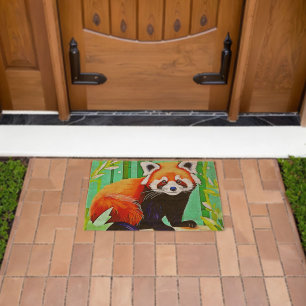 Red Panda Bamboo Forest Fiber Doormat