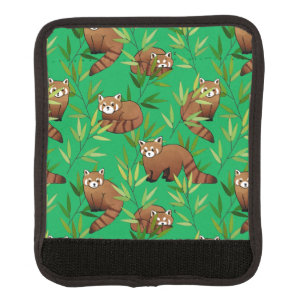 Red Panda & Bamboo Leaves Pattern Luggage Handle Wrap