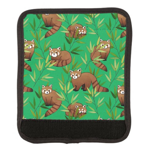 Red Panda  Bamboo Leaves Pattern Luggage Handle Wrap