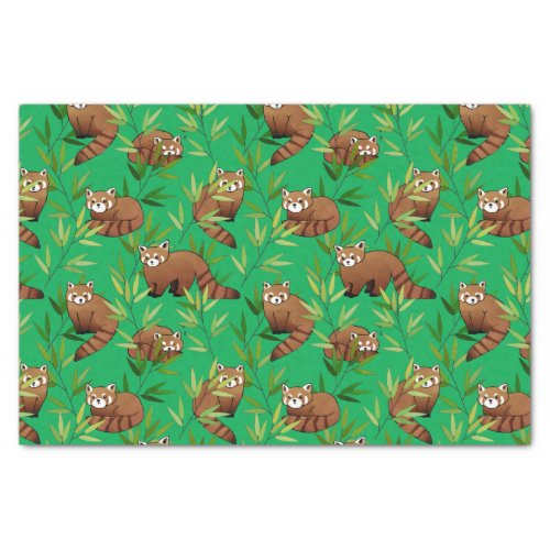 Red Panda  Bamboo Leaves Pattern Tissue Paper