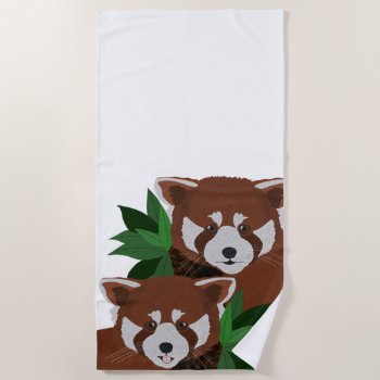 Red Panda Beach Towel by ellejai at Zazzle
