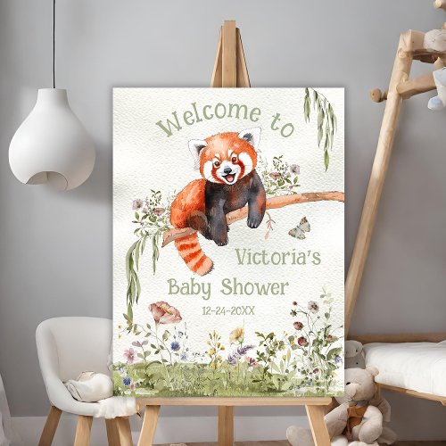 Red Panda Bear Baby Shower Welcome Sign