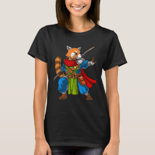 Red Panda Bear Ninja Samurai Warrior Funny Kung Fu T-Shirt