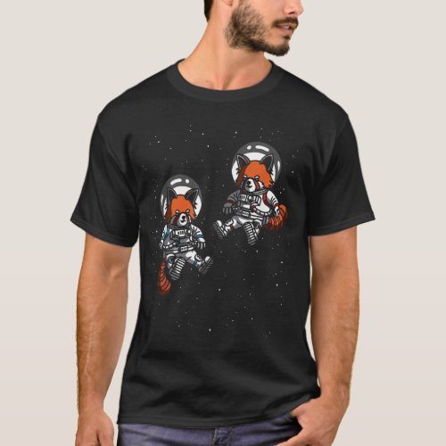 Red Panda Bear Space Astronauts Animal Lover Panda T_Shirt
