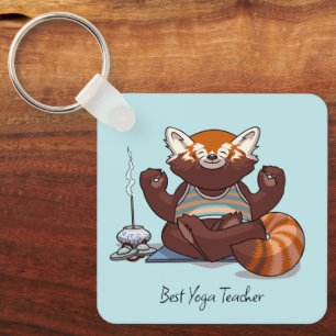 Red Panda Best Yoga Teacher Gift Animal Artwork Keychain