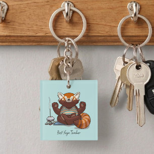 Red Panda Best Yoga Teacher Gift Animal Artwork Keychain