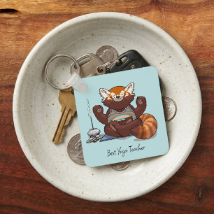 Red Panda Best Yoga Teacher Gift Animal Artwork Keychain