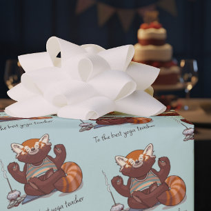 Red Panda Best Yoga Teacher Thank You Artwork Wrapping Paper