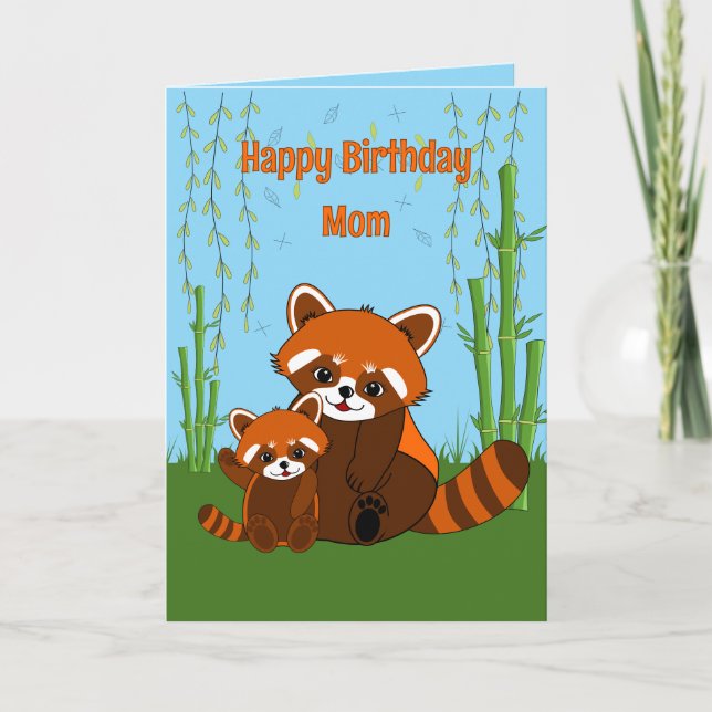 Red Panda Birthday Folded Greeting Card (Front)