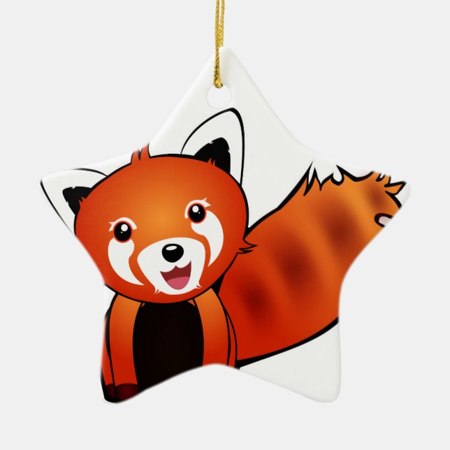 Red Panda Ceramic Ornament (Front)