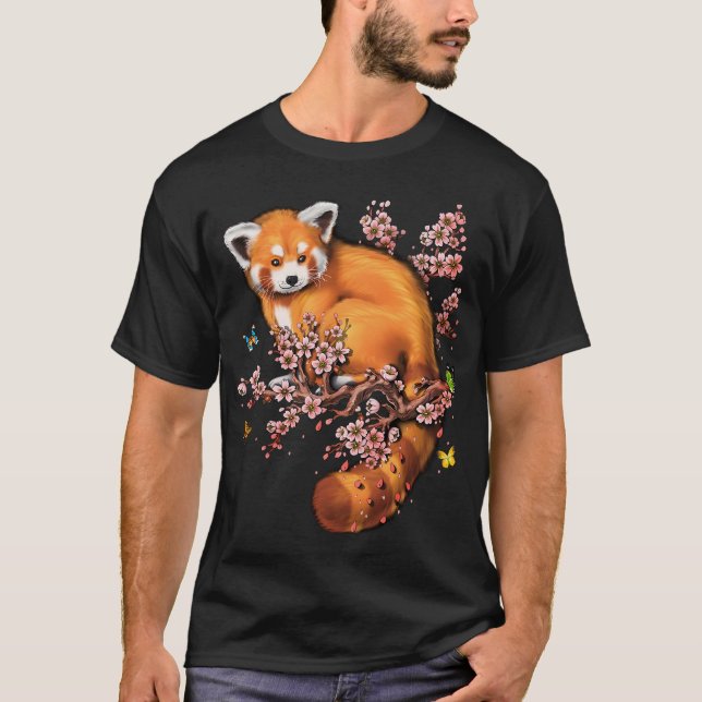 Red Panda Cherry Blossom T-Shirt (Front)