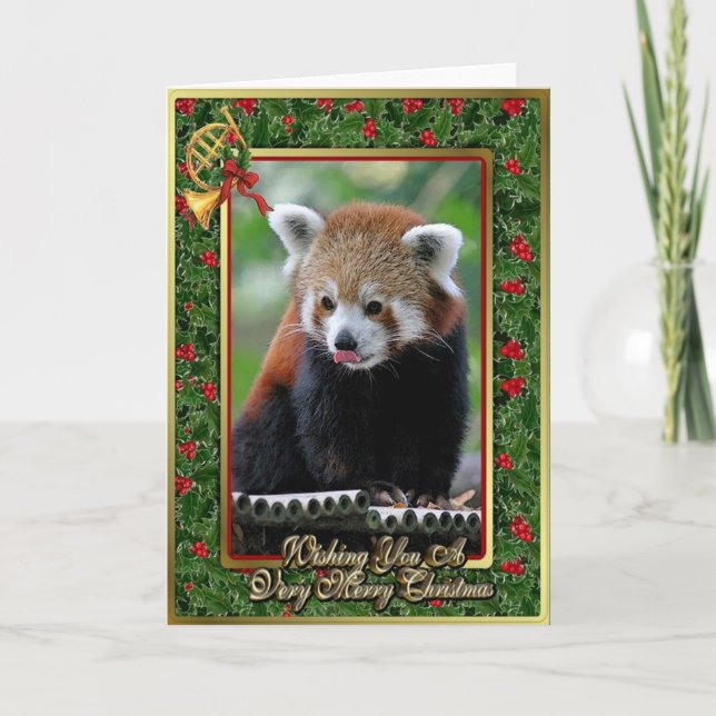 Red Panda Chinese Animal Blank Christmas Card (Front)