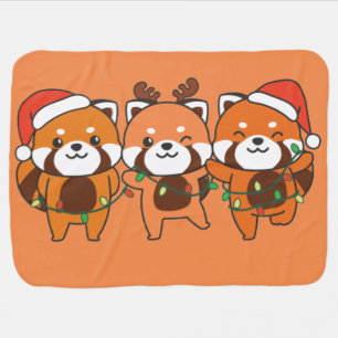 Red Panda Christmas Animals Cute Red Pandas Baby B Blanket