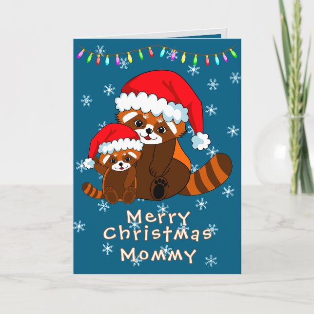 Red Panda Christmas Folded Greeting Card (Front)