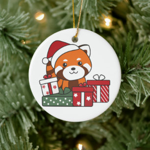 Red Panda Christmas Gift Winter Red Pandas Ceramic Ceramic Ornament
