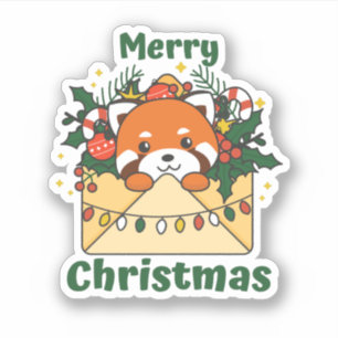 Red Panda Christmas Letter Winter Animals Pandas Sticker