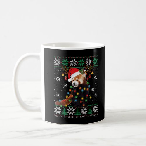 Red Panda Christmas Lights Santa Hat Ugly Sweater  Coffee Mug