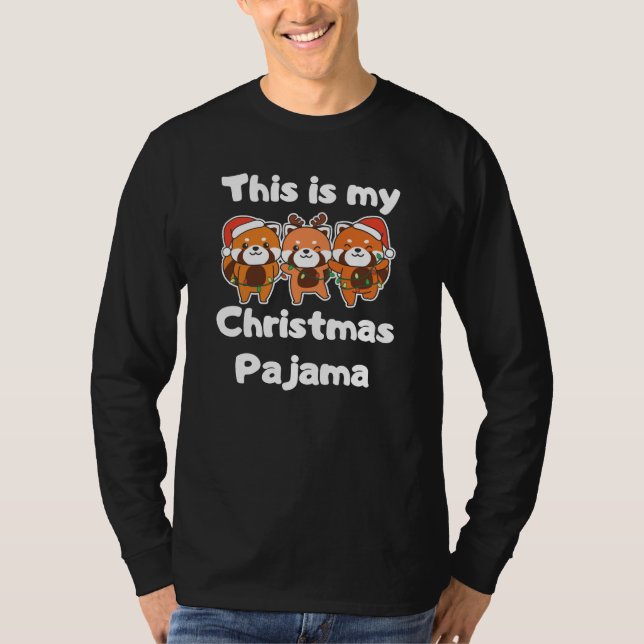 Red Panda Christmas Pajamas T-Shirt (Front)